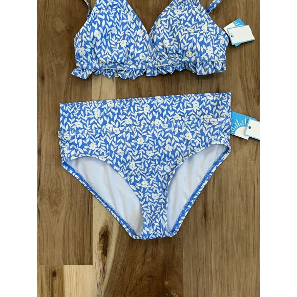 NWT Draper James Summer Picnic Ruffle Bikini Top and Bottom Blue Floral Size XS - Picture 11 of 11